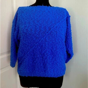 Chaus Vintage Womens M Cobalt Blue baggy sleeve boat neck nubby knit sweater‎